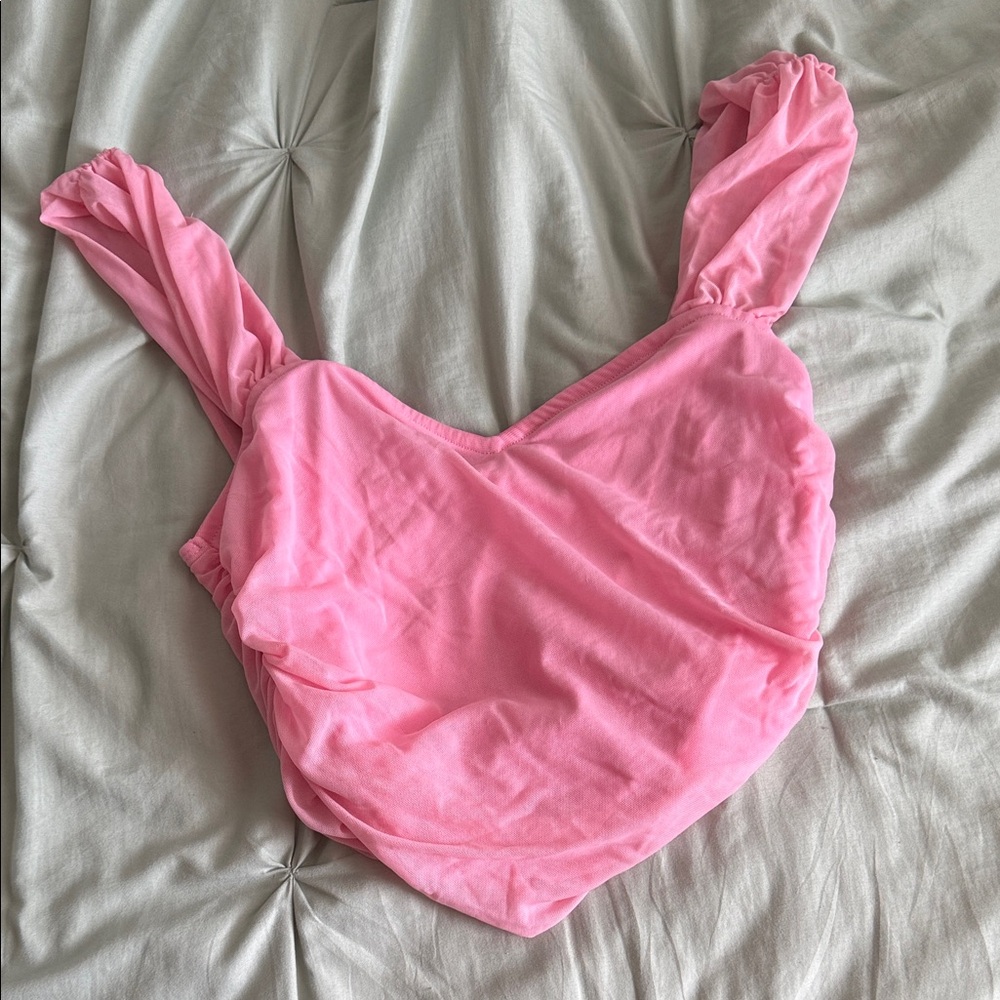 Pink Sleeveless Ruched Tank Top
